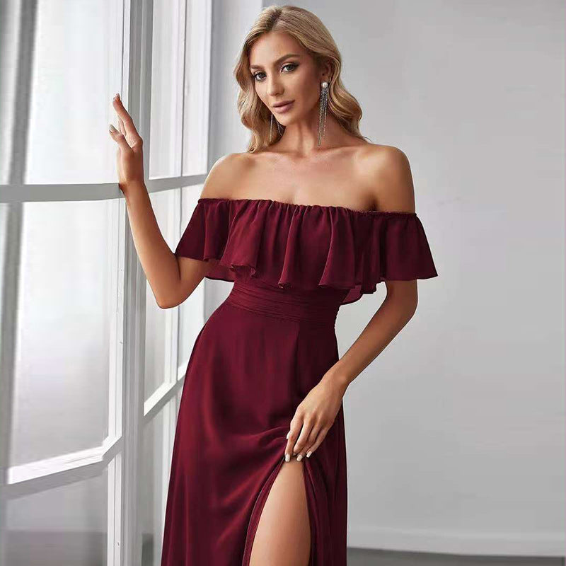 Long Dress with Slit and Backless Design for Summer Occasions