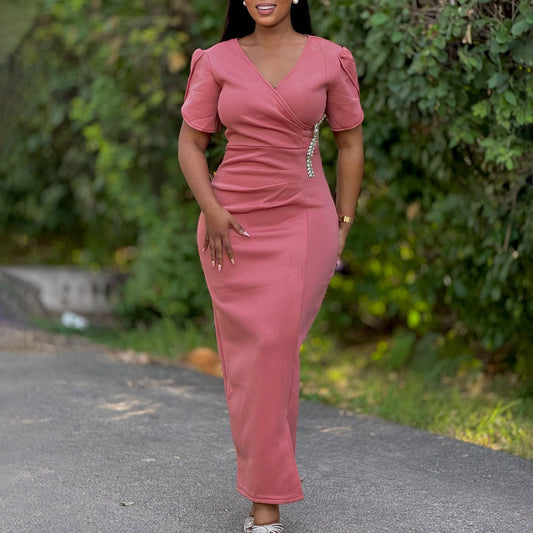 V-neck long dress