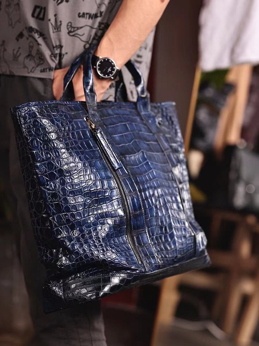 Crocodile Leather Shopper Tote Travel  Bag-2