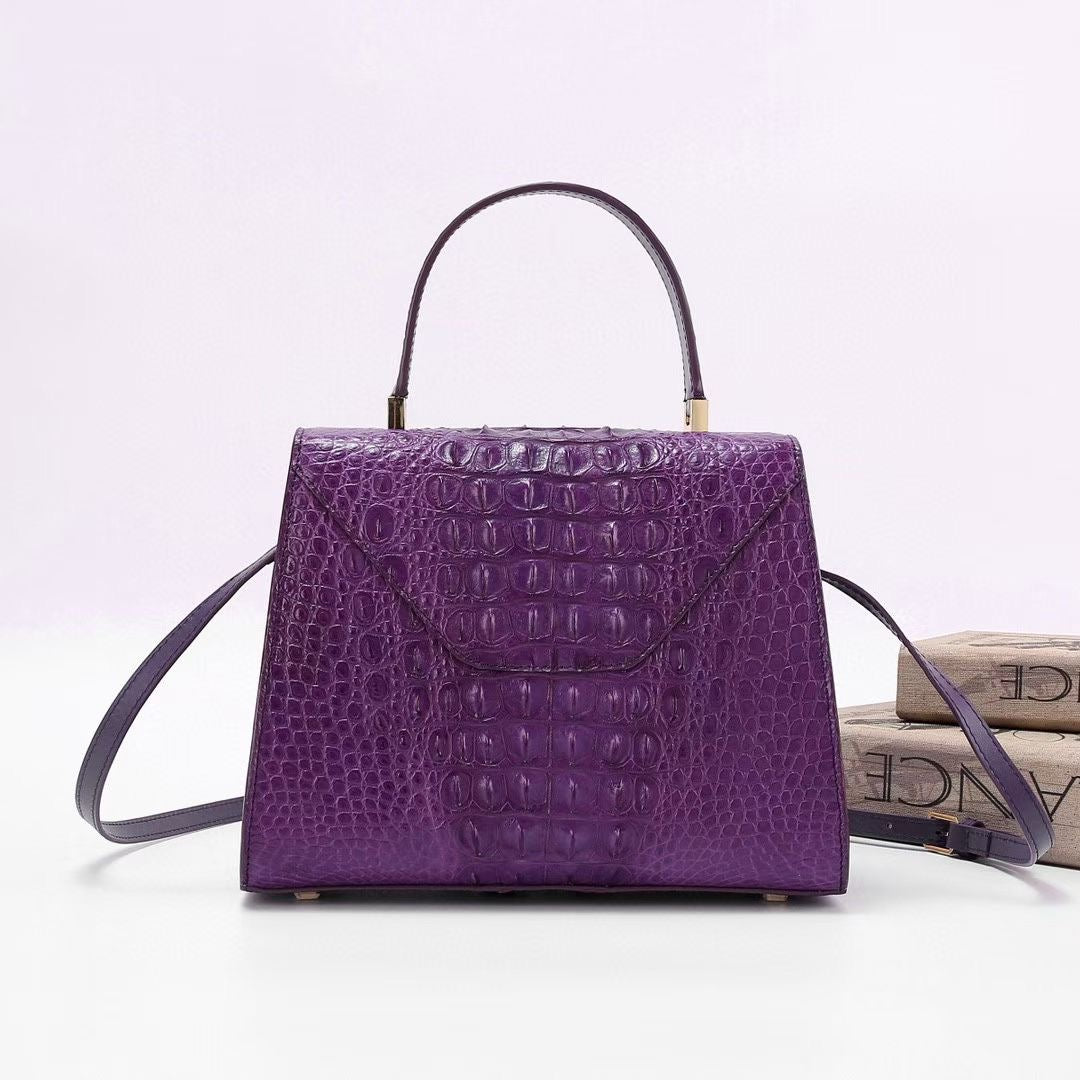Genuine Crocodile Skin Bone Leather Top Handle Bags-3