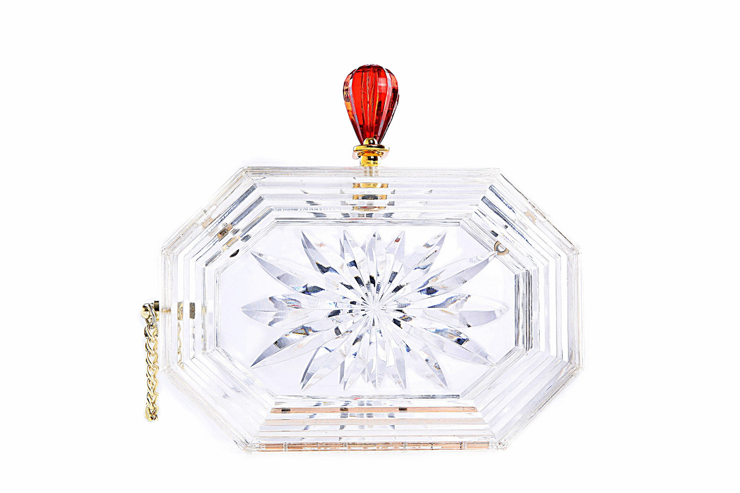 Perfume Bottle Clear Flower Cut Acrylic Box Clutch-Clear-0