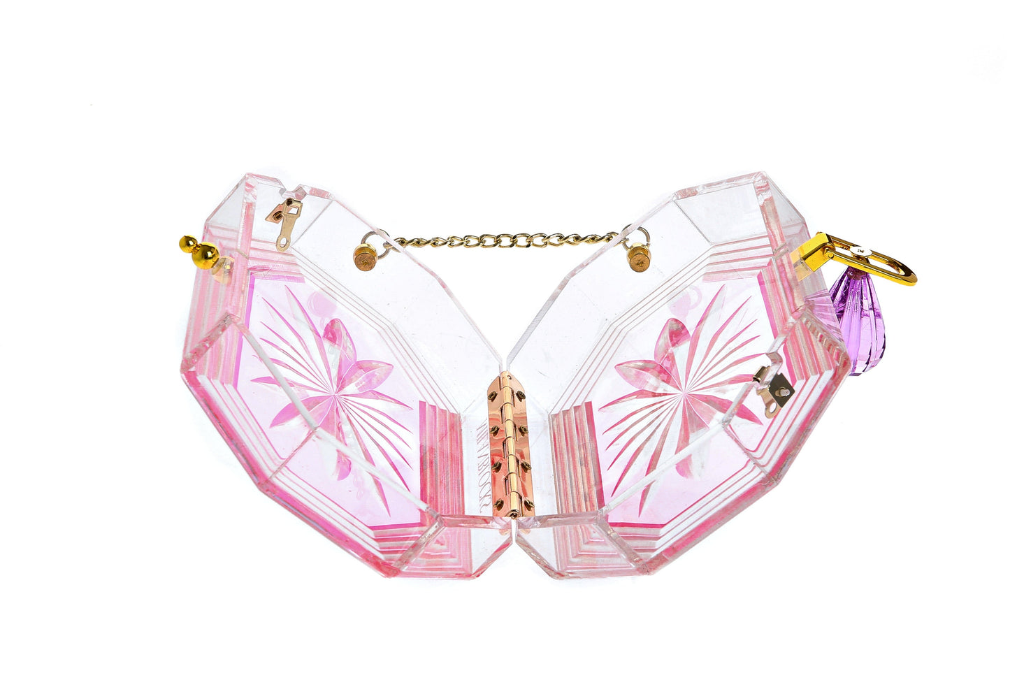 Perfume Bottle Clear Flower Cut Acrylic Box Clutch-Pink-4
