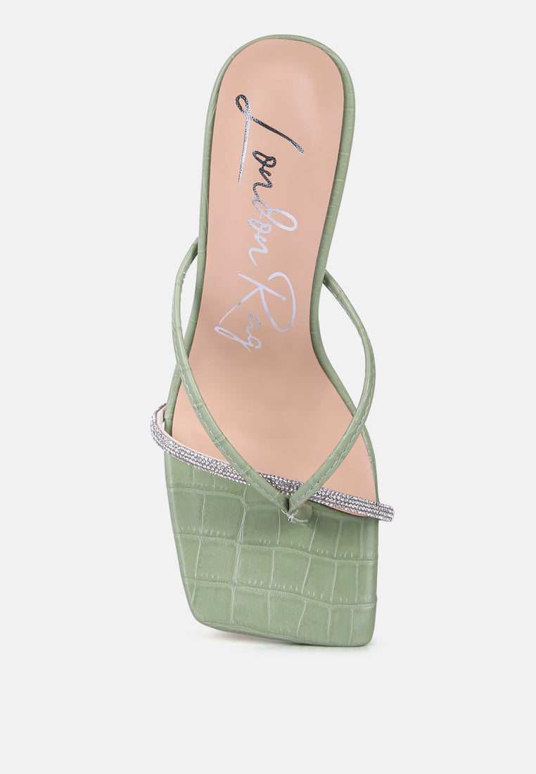 Fetish Croc Rhinestone Strap Sandals-3